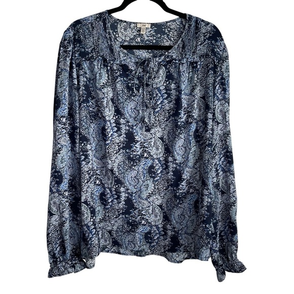 NWT Joie Printed Blouse Parisian  Paisley Keyhole Long Sleeve NWOT XL peasant - Picture 2 of 11